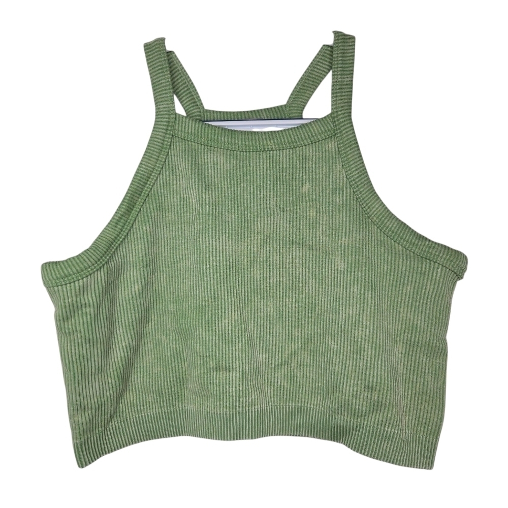 Mono B Active Athleisure Green High Neck Wireless Bralette Size Large